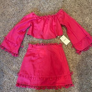 Shein two piece fringe skirt set